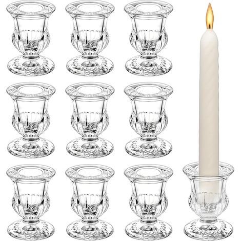 10 Pièces Bougeoir Verre Transparent, Chandelier Bougeoir Porte Bougie, Bougeoir Verre pour Stabkerzen, Décoration de Table pour Mariage, Bougeoirs pour Fête, Anniversaire et Accessoires de Maison (1/5)