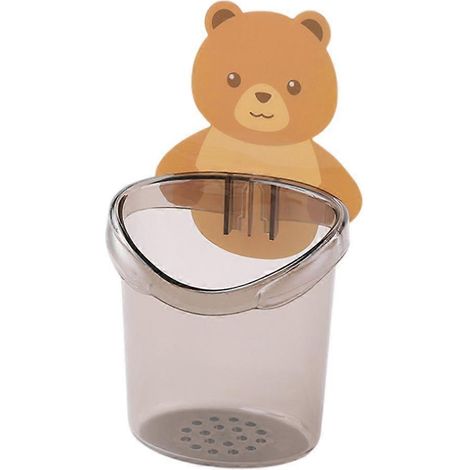 Porte-brosse à dents mural mignon en forme d'ourson, étagère de rangement sans perçage pour gobelets, accessoires de salle de bain, organisateur d'accessoires de salle de bain