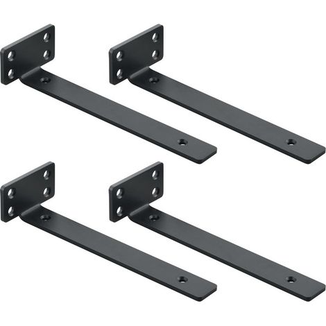 4 Pièces Supports d' Étagère Flottants Mural, Large Éventail d'Applications, Equerre Etagere Murale Facile à installer/Pratique, 20 x 4 x 6.5 CM, Noir (1/5)