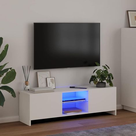 vidaXL Mueble para TV con luces LED blanco 120x30x36 cm (1/5)