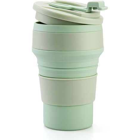 1 Tasse à café pliable, silicone alimentaire, avec couvercle, base stable, pour camping voyage bureau (1/5)