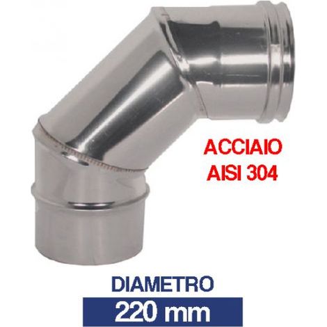 CURVA INOX CHIUSA GOMITO 90° PER CANNA FUMARIA TUBI STUFA PELLET CAMINO (24429V) 220 (23503)