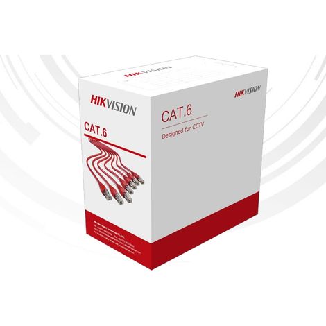 HIKVISION Cavo di Rete LAN Cat6 U/UTP 100% Rame Puro 24AWG Grigio DS-1LN6UZC0 rotolo 305mt