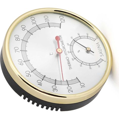 Thermomètre Hygromètre Intérieur à Cadran Métallique pour Sauna et Salle de Bain