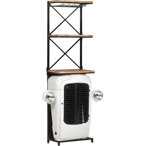 Cave à vin Armoire à vin - tracteur Blanc 49x31x172 cm Bois de manguier solide BV977017 - BonneVie (1/5)