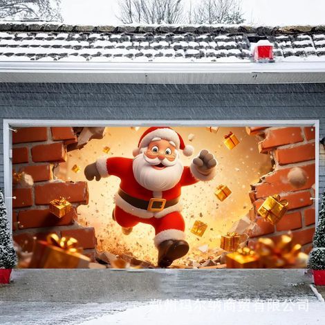 Weihnachtliche Wandaufkleber – Große Weihnachtsmann-Wandaufkleber, 200 x 150 cm. Geeignet zum Dekorieren von Wänden, Garagentoren sowie als Hintergrund für den Innen- und Außenbereich. (1/5)