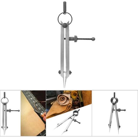 Compass Double Pointe Acier Carbone Outil Maroquinerie Traceur Compas à Pointes Sèches (100mm) (1/5)