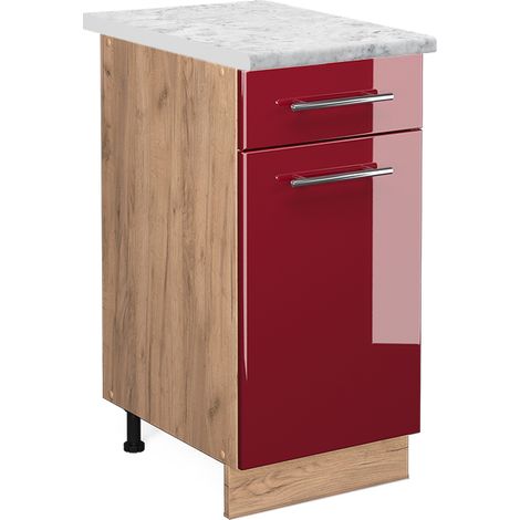 Küchenunterschrank Fame-Line, Bordeaux Hochglanz, 40 cm , AP Marmor, Vicco