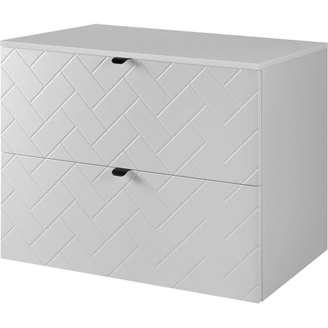 Mobile da bagno, Bianco Opaco, 80 x 57 x 46 cm, Maniglie Nere (1/5)