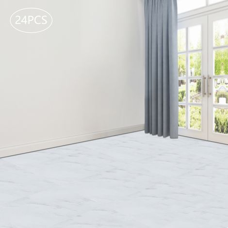 YISSALE-Set de 24 autocollants pour carrelage en effet bois, revêtement de sol PVC 60 cm x 30 cm, revêtement de sol vinyle, film autocollant pour carreaux, carreaux PVC pour salle de bain (1/5)