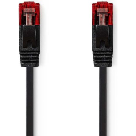 Nedis Câble réseau CAT6 RJ45 Male RJ45 Male U/UTP 1.00 m Snagless Plat PVC Noir Label (1/2)