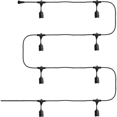 Guirnalda Luces Exterior con 8 Portalámparas E27 Casquillo Gordo 5.5m Negro IP65 Negro (1/5)