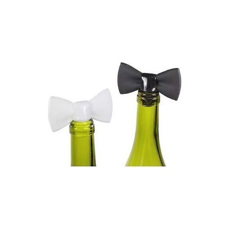 Ghidini Cipriano Set 2 Tappi per Bottiglia Sommelier Linea Nera in Gomma Siliconica