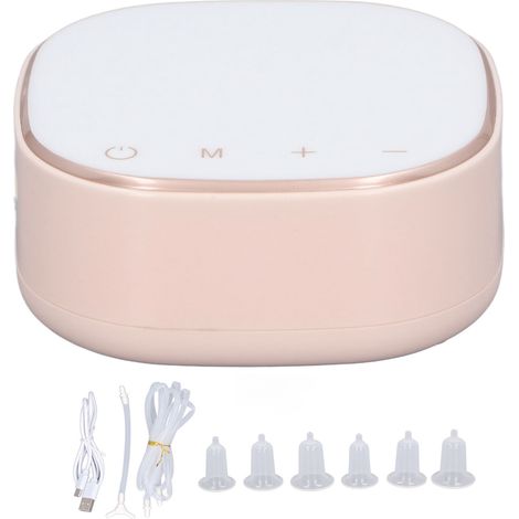 Tire-mamelon électrique rechargeable 9 niveaux réglables, correcteur inversé rose, extracteur pour mamelons plats et courts, avec 6 embouts pour femmes. (1/5)