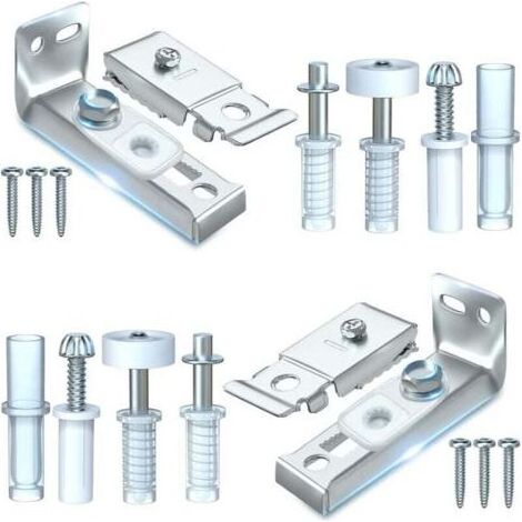 BUNTHAUS PA Pièces de rechange en deux parties pour portes de placard coulissantes pliantes : supports supérieur et inférieur, pivot de 9,5 mm, rouleaux de guidage de 22,2 mm, adaptés aux portes plian (1/4)