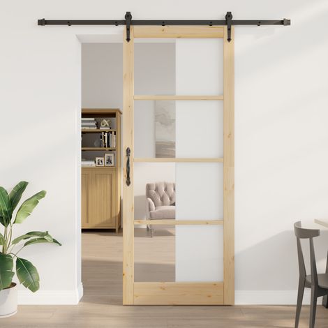 vidaXL Sliding Door ORKDAL 93 x 232 cm Solid Pine Wood and Glass (1/5)