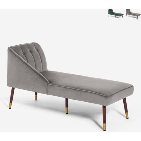 Dormeuse vintage chaise longue sinistra classica in velluto Agos - Grigio