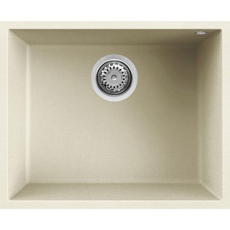 Lavello Elleci Incasso 1 vasca 54x44 Quadra 105 Sottotop Granitek Bianco Antico LGQ10562BSO
