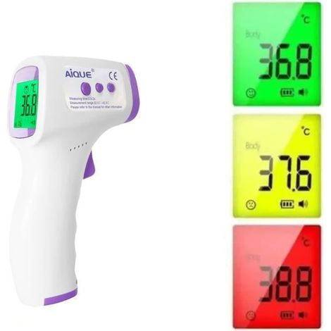 KLVGTIFS PUthermomètre frontal, Mesure Frontale, Lecture Code Couleur, LCD, Alerte Fièvre, Fonction Mémoire (1/4)