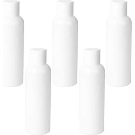 Lot de 5 flacons vides simples en plastique pour le rangement des cosmétiques (200 ml)-15.44.5cm-White