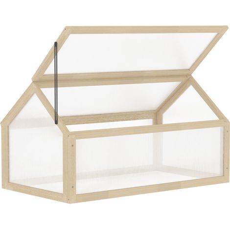 Mini invernadero de madera 90 x 52 x 49,5 cm con cubierta transparente (1/5)