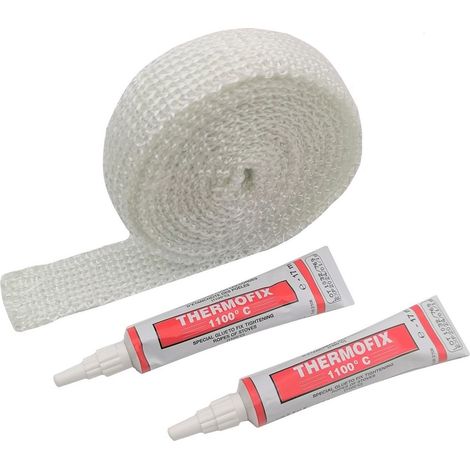 Tresse de verre plate + colle réfractaire - 5 mètres  20 mm