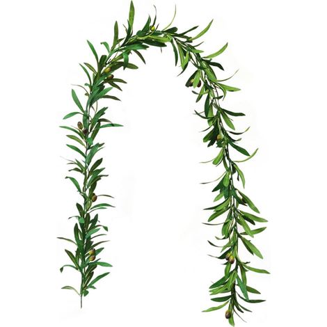 Guirlande de feuilles d'olivier artificielles, fausse vigne verte pour arrière-plan de mariage, décoration murale intérieure et extérieure de fête (1/5)