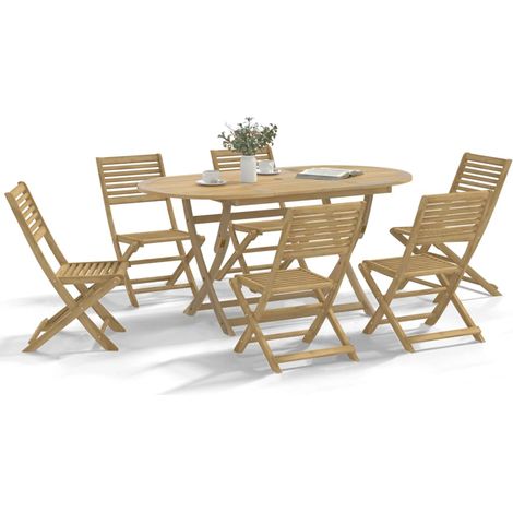 Juego de comedor para jardín 7 piezas madera maciza acacia vidaXL (1/5)
