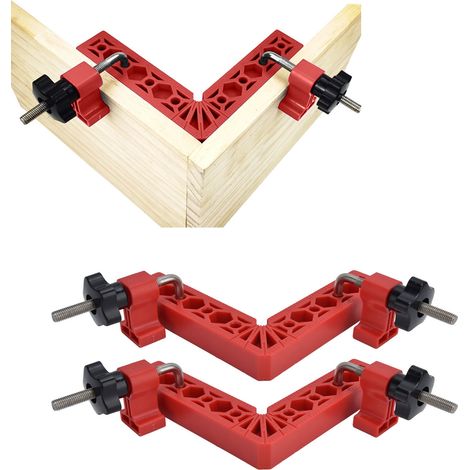Règle d'angle à 90° pour le travail du bois, bloc de positionnement, pince d'angle pour le travail du bois, outils de travail du bois, règle de hauteur impériale/métrique, rouge. (1/5)