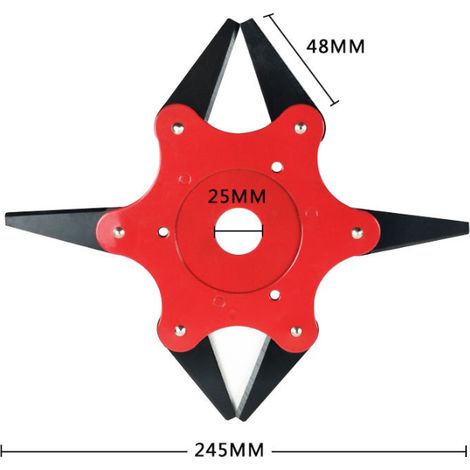 Tête de coupe-herbe à 6 lames avec trou de fixation de 25 mm, accessoires pour débroussailleuse, lame universelle pour le désherbage et le tonte de gazon (1/4)