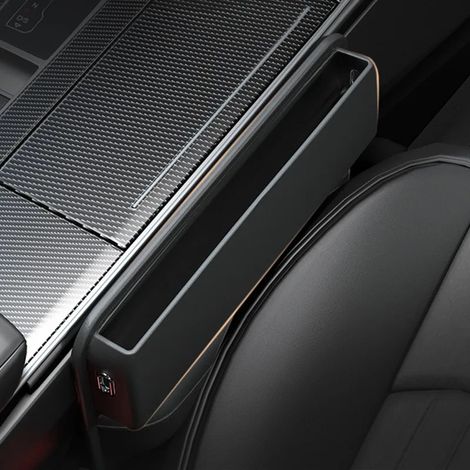 (Universel - A) Combleur d'espace entre le siège avant et le siège auto - Accessoires intérieurs de voiture - Boîte de rangement portable avec porte-gobelet - Cuir PU - Combleur d'espace latéral de co (1/4)