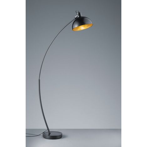 Recife Lámpara de Pie Arqueada 1 x E27 Pantalla Metal Negro Interior Oro Trio Iluminación (1/3)