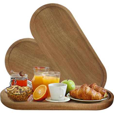 3 Plateaux en bois, 30x12x2cm, Acacia, Bordure surélevée,, Salon (1/5)