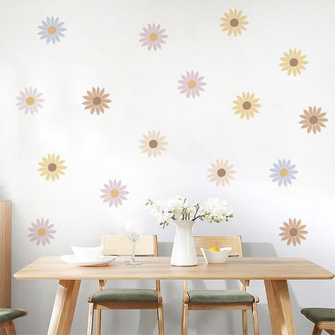 BEBUSINGOTO Autocollants muraux et peintures murales Autocollants muraux à fleurs à décoller et à coller 12 feuilles d'autocollants muraux pour chambre à coucher, salon, salle de bain Art De (1/5)