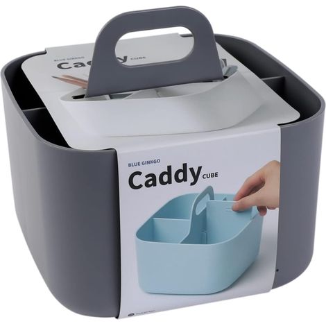 1 - Organisateur Empilable - Caddy Portable - Rangement Salle de Bain et Bureau - Plastique Durable avec Séparation Amovible - Gris - 25x15,5x27cm
