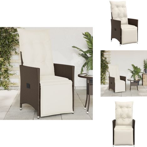 Chaise inclinable de jardin avec coussins marron résine tressée - Chaises De Jardin Inclinables - Fauteuil De Jardin Pliable - Chaises De Patio - Mobilier De Jardin Extérieur - Chaise Lounge (1/5)