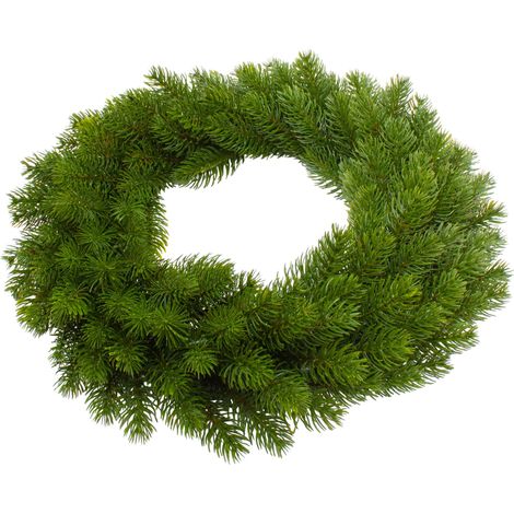 Künstlicher Edel Tannenkranz grün halbgebunden aus Spritzguss - 48 cm  - Kunst Adventskranz mit naturgetreuen Tannenspitzen