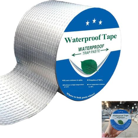 Ruban d'étanchéité en butyle, ruban d'étanchéité pour conduites d'eau, bande d'étanchéité autocollante étanche, Ruban adhésif imperméable pour fissures de toit (5 cm x 5 m) (1/5)