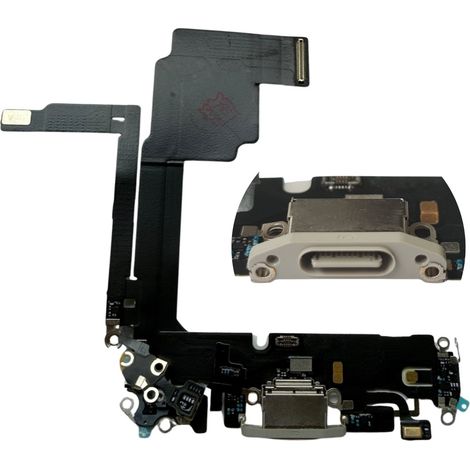 Conector de carga USB ORG original, desmontaje del iPhone 15 Pro (Titanio blanco) (1/3)