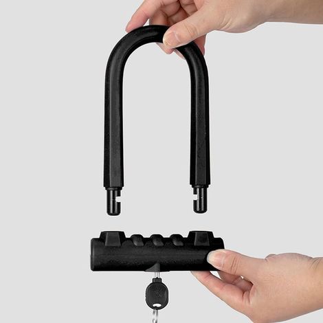 Antivol en U pour Moto Acier allié Recouvert de Silicone Motos, Scooters, Vélos – Serrure Vélo à Double Mécanisme d'ouverture, sécurité Antivol, 1 Paquet (BLACK) Noir - (1/5)