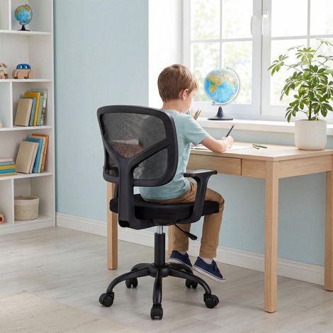 Children's Adjustable Desk Chair with Lumbar Support, Black (1/5)