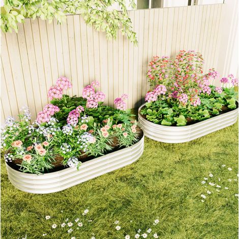 Bancal elevado de metal galvanizado, 2 unidades, 243,8 x 121,9 x 30,5 cm, plata HAVRYA (1/5)