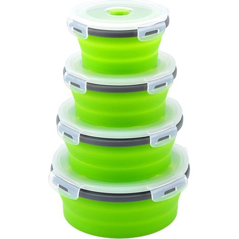 Bol Pliable - Silicone Alimentaire - Micro-Ondes Congélateur Lave-Vaisselle - Pour Camping-Car Cuisine Extérieure - 4 Pièces 350 ml 500 ml 800 ml 1200 ml