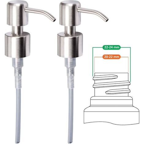 Pompe De Rechange Pour Distributeur De Savon - Acier Inoxydable AISI 304 - Finition Brossée - Filetage 24 Mm - 2 Pièces (1/5)