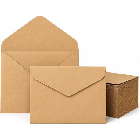 Lot de 50 enveloppes, 16,2 x 11,5 cm, DIN C6, papier naturel, style vintage, pour invitations de mariage, anniversaires, cartes de vœux, lettres et projets de bricolage. (1/5)