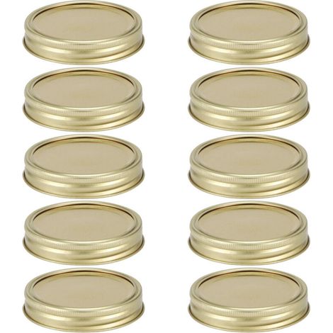 Coperchi in vetro a doppia chiusura per conserve, coperchio rotondo ermetico per contenitori alimentari, accessorio da cucina (10 pezzi, anello circolare dorato da 70 mm + piastra di copertura) -Crezu