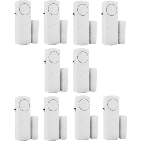 Sonnette d'alarme de sécurité personnelle pour portes et fenêtres - Capteur antivol sans fil pour portes et fenêtres - Lot de 10 (1/5)