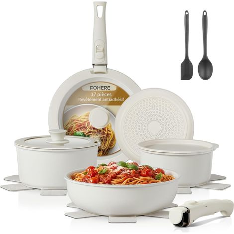 17-Piece Cookware Set, Ceramic Frying Pan, Removable Handles, Non-Stick Ceramic Coating, Induction, Dishwasher, Camping (1/5)