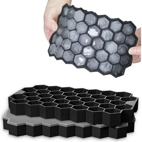 Vassoio per cubetti di ghiaccio in silicone da 4 pezzi con coperchio, stampo per cubetti di ghiaccio da 74 cubetti, vassoio per cubetti di ghiaccio in silicone impilabile, senza BPA, adatto per alimen