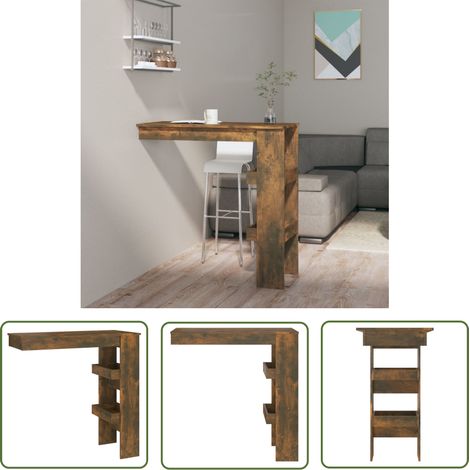 The Living Store Wand-Bartisch Räuchereiche 102x45x103,5 cm Holzwerkstoff - Wandbartisch - Bartisch - Kücheninsel - Holzwerkstoff - Rauchereiche (1/5)